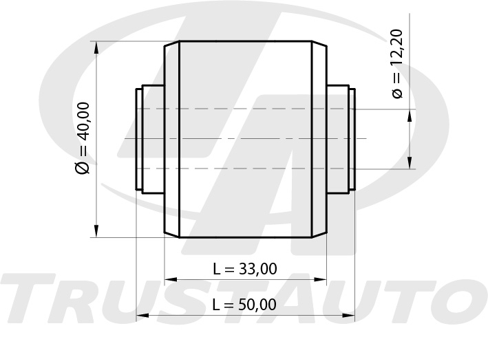 Сайлблок задн попереч тяги внеш 40x33x1220x50 TRUSTAUTO SB7007016