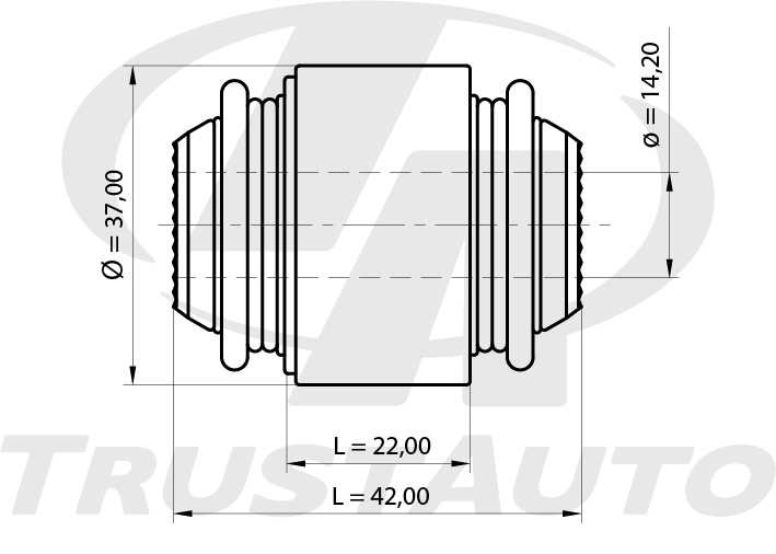 Сайлблок задней цапфы плавающий 37x22x1420x42 TRUSTAUTO SB7007019