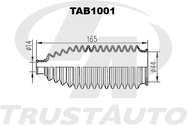 Пыльник рулевой рейки (TA) Пыльник рулевой рейки [CR+NBR] (44 x L165 x 14) 45535-2029045535-2015045535-8740145535-87401-00045535-30010 TRUSTAUTO TAB1001