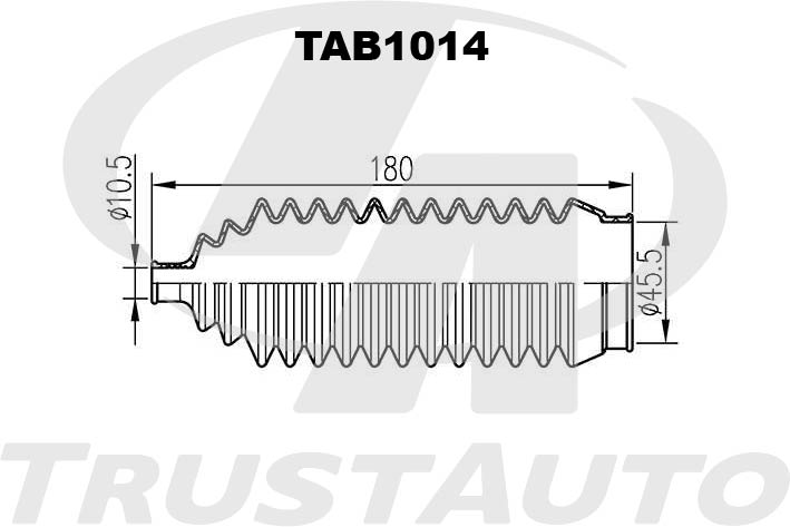 Пыльник рулевой рейки (TA) Пыльник рулевой рейки [CR+NBR] (455 x L180 x 105) H331-32-125HG30-32-125MB350581MB501711 TRUSTAUTO TAB1014