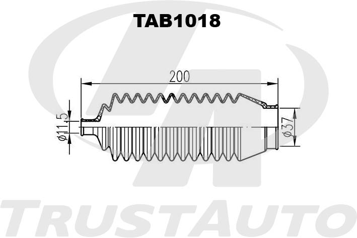 Пыльник рулевой рейки (TA) Пыльник рулевой рейки [CR+NBR] (37 x L200 x 115) MR41832948203-6A0A045535-97203 TRUSTAUTO TAB1018