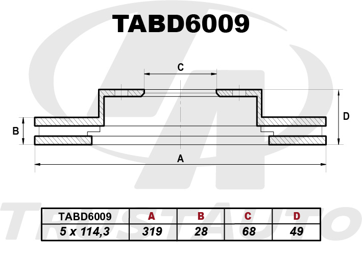 Тормозной диск (3193x28x68x491x5) TRUSTAUTO TABD6009