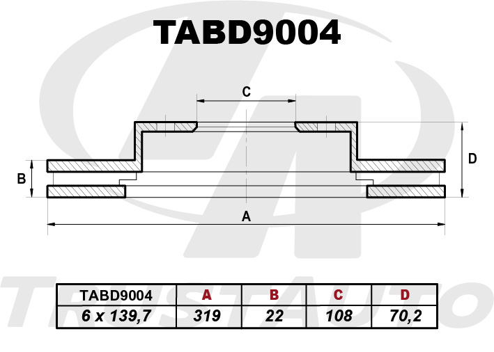 Тормозной диск (TA) (FR) LAND CRUISER PRADO KZJ90 KZJ95 VZJ90 (96-)/HILUX SURF VZN180 RZN180 VZN185 KDN185 KZN185RZN180 RZN185 (86-) 43512-6012043512-35210 TRUSTAUTO TABD9004