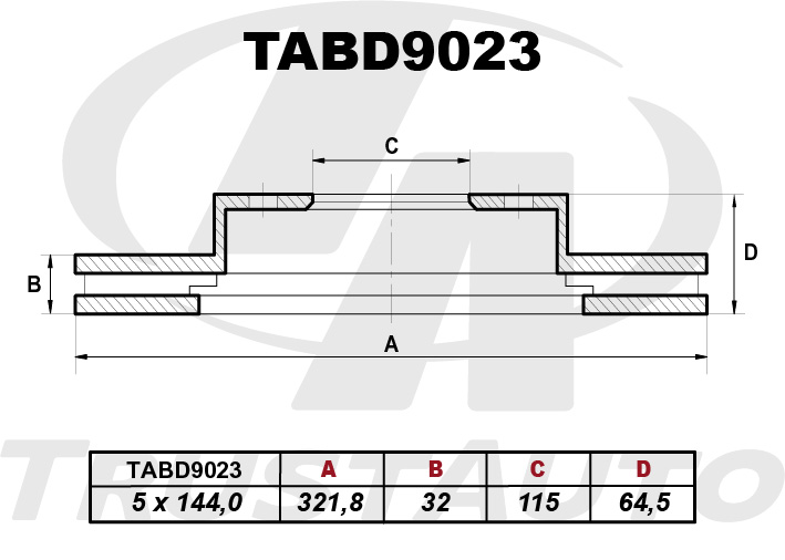 Тормозной диск (3218x32x115x645x5) TRUSTAUTO TABD9023