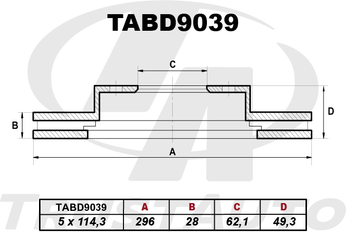 Тормозной диск (TA) (FR) CROWN GRS200 GRS201 GRS202 GRS203 (08-12) AWS210 GRS210 (12-)/ CROWN/MAJESTA GRS180 GRS181 GRS182 GRS183 (03-)/MARK X GRX120 GRX121 GRX125 (04-) GRX130 GRX135 (09-) 43512-3031043512-0P10043512-0P010 TRUSTAUTO TABD9039