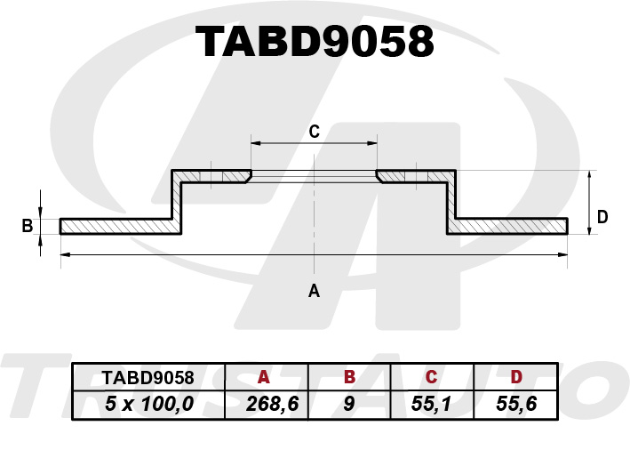 Тормозной диск (TA) (RR) VISTA/VISTA ARDEO AZV50 AZV55 SV50 SV55 (98-02) 42431-3211042431-3211142431-4703042431-2039042431-20420 TRUSTAUTO TABD9058