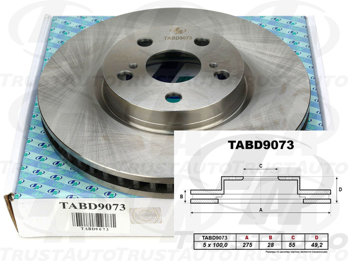 Тормозной диск (TA) (FR) WISH ZGE20G ZGE20W ZGE22W ZGE25G ZGE25W (09-17)/CALDINA ST215G ST215W (97-02) 43512-6802043512-2059043512-20600 TRUSTAUTO TABD9073