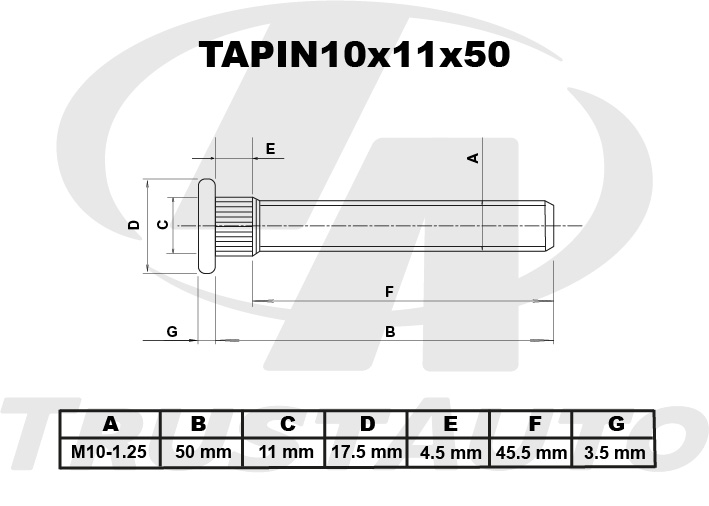 Шпилька опоры амортизатора (TA), TAPIN10x11x50